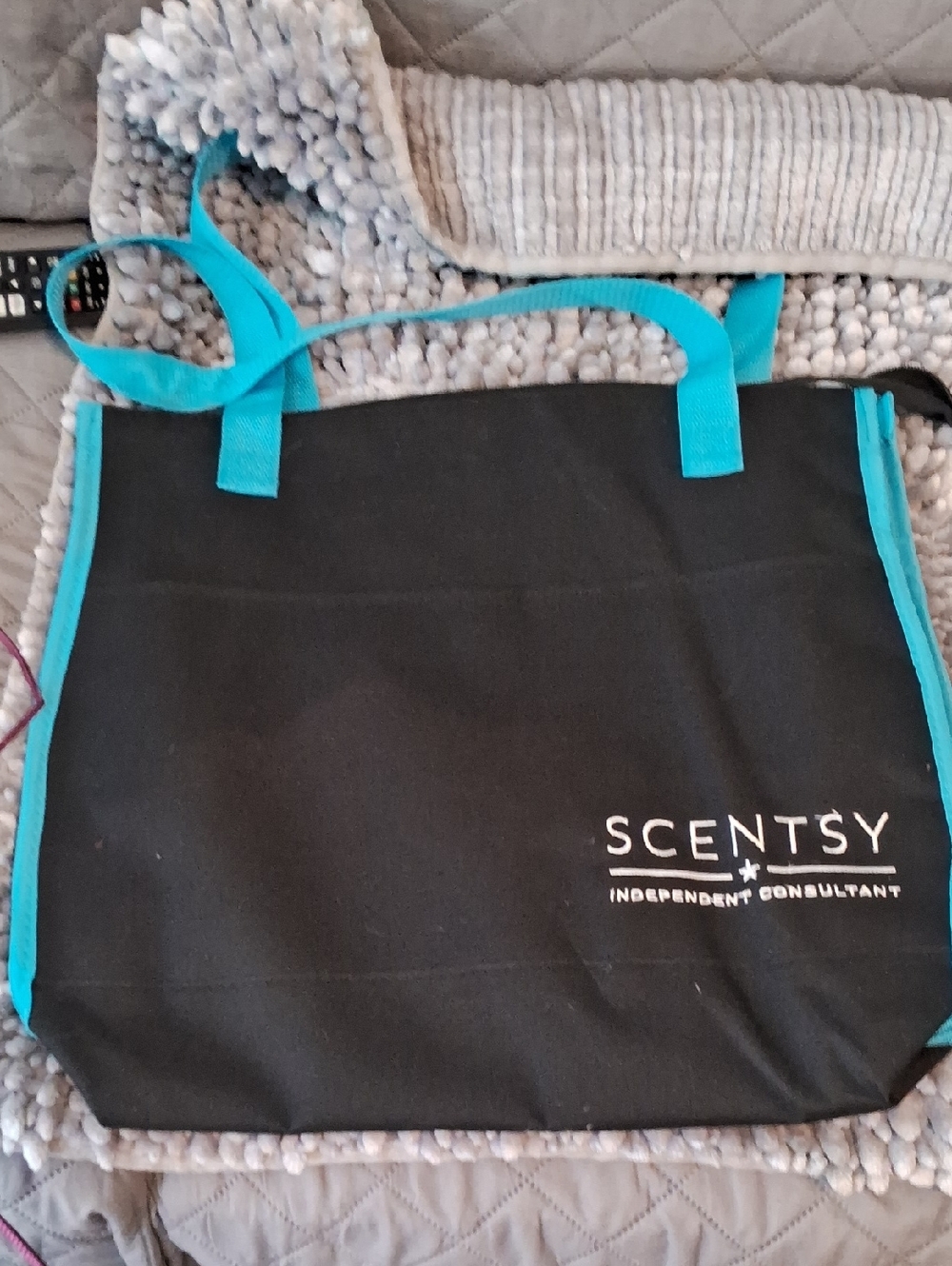 Scentsy Insulated Black Tote with Bright Teal Accents